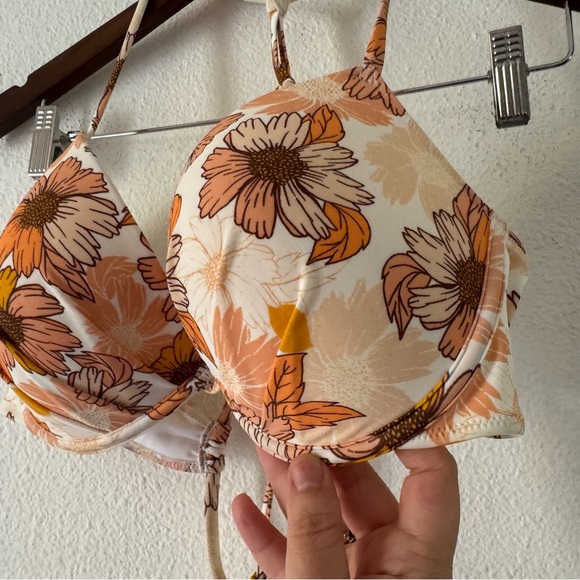 Adore Me NEW Laila Push Up Bikini Set Boho Beachy Floral Orange Vacation - Picture 16 of 16